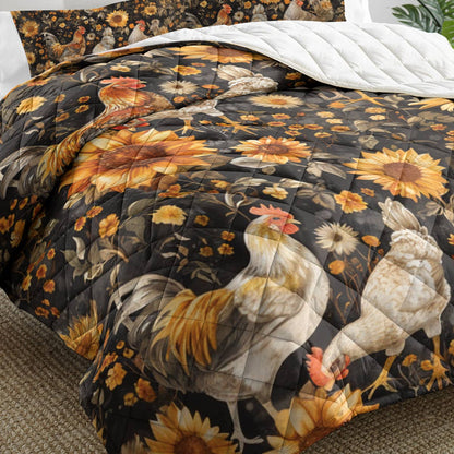 Shineful - All Season Quilt 3-Piece Set Chicken Flower