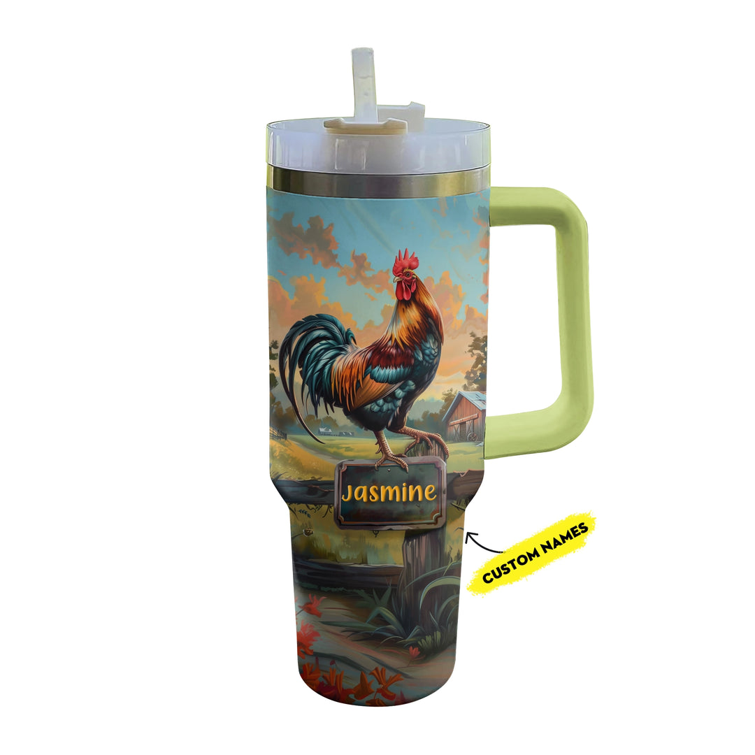 Shineful Tumbler Personalized Morning Glory Rooster