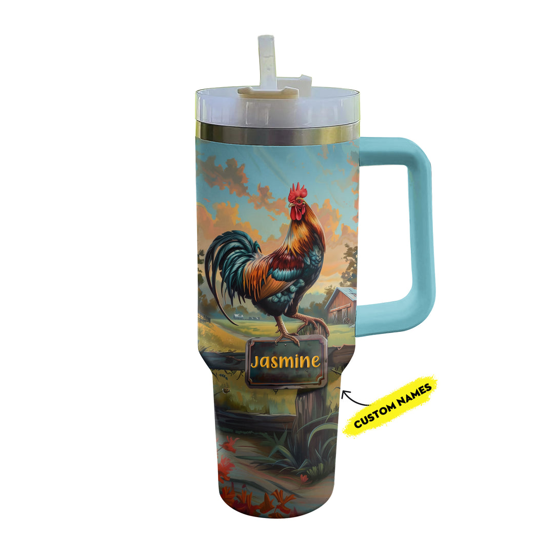 Shineful Tumbler Personalized Morning Glory Rooster