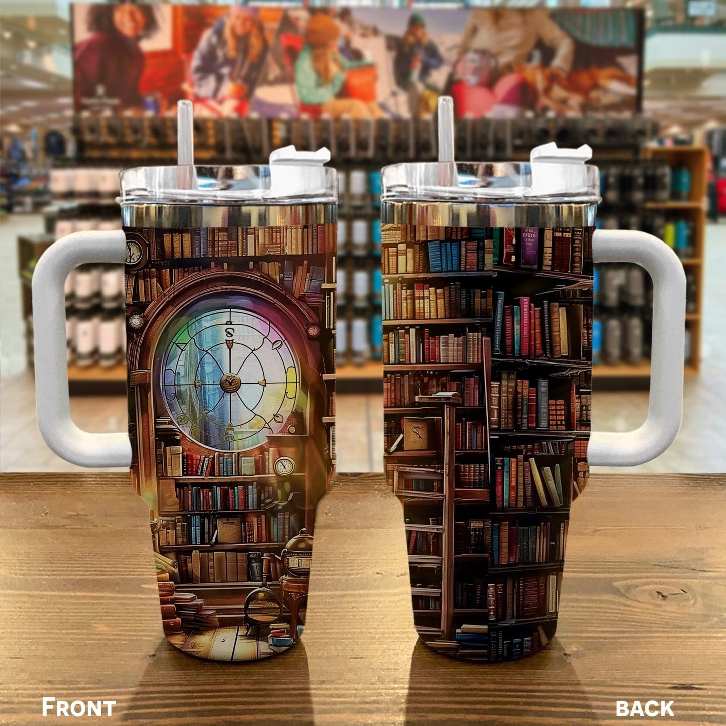 Reading 40 Oz Shineful™ Tumbler Vintage Bookshelf Mn8 White 40Oz