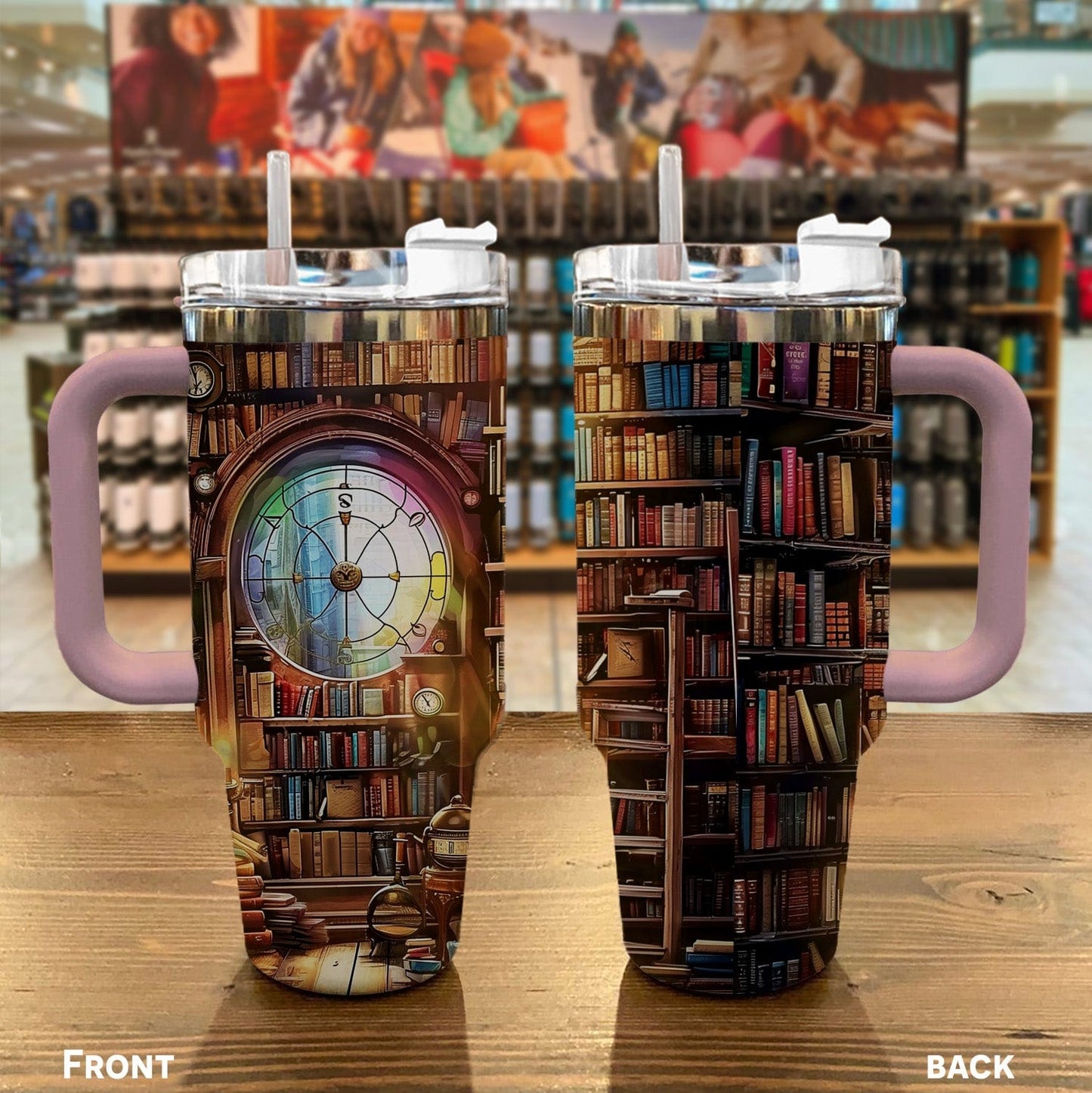 Reading 40 Oz Shineful™ Tumbler Vintage Bookshelf Mn8 Pink 40Oz