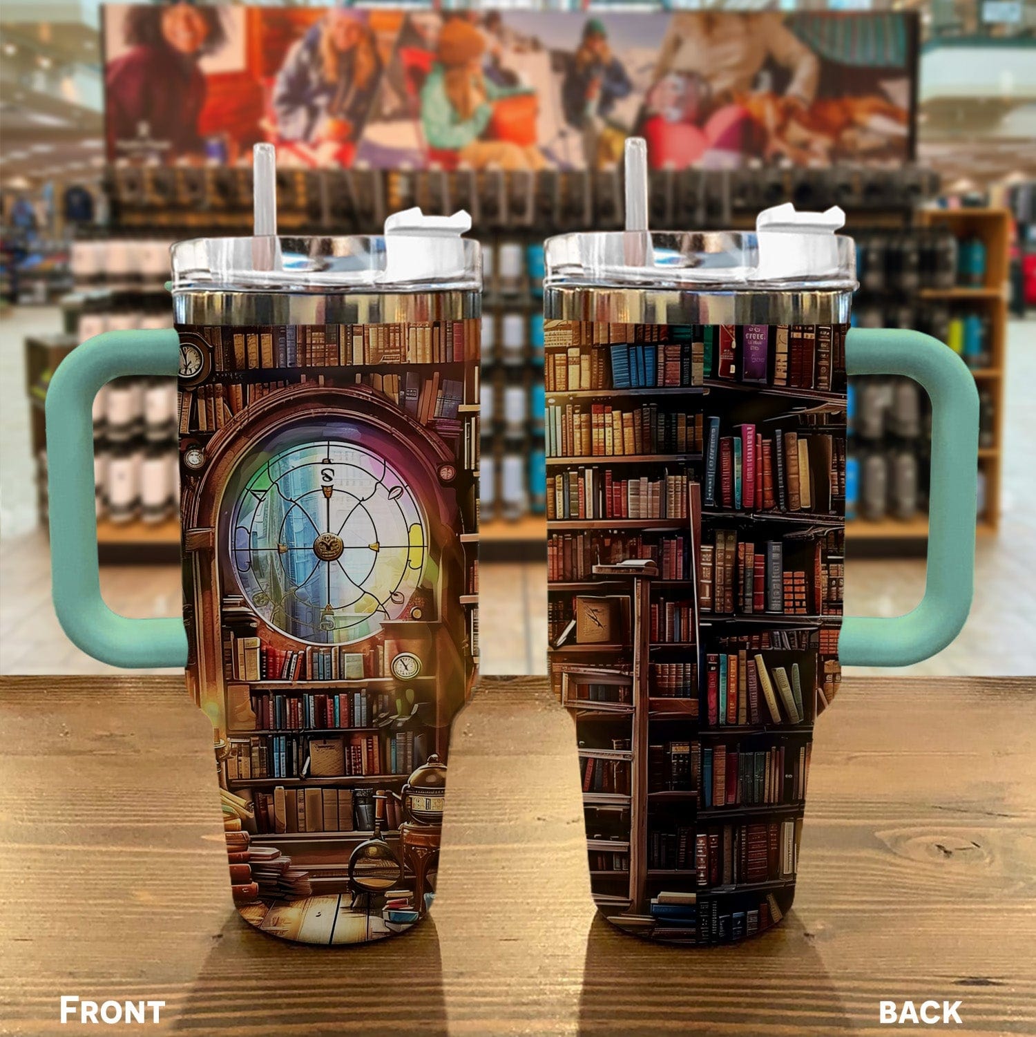 Reading 40 Oz Shineful™ Tumbler Vintage Bookshelf Mn8 Turquoise Blue 40Oz