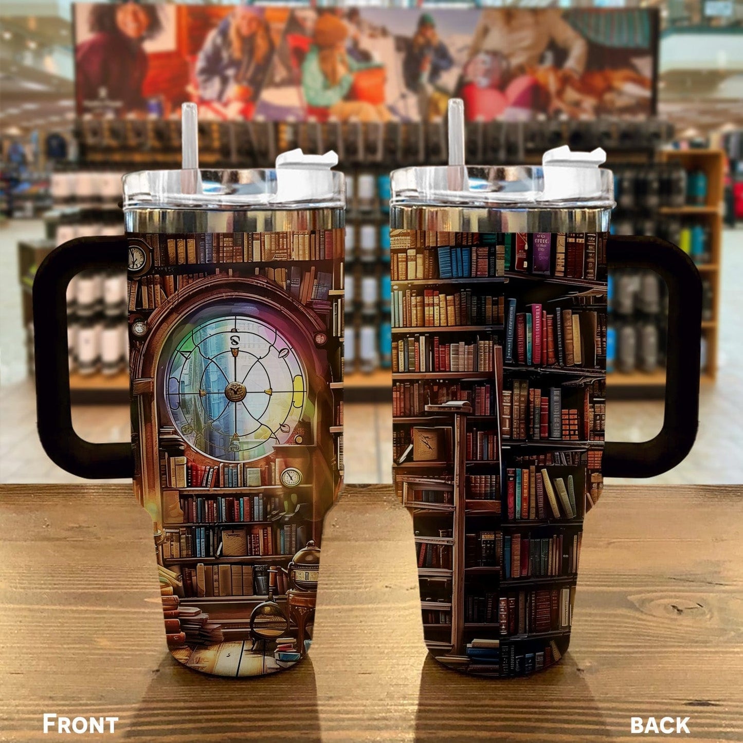 Reading 40 Oz Shineful™ Tumbler Vintage Bookshelf Mn8 Black 40Oz