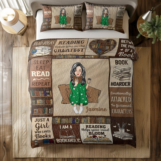 Shineful All Season Quilt 3-Piece Set My Reading Blanket I Am A Bookaholic Ver2 Personalized Quilt 3-Piece