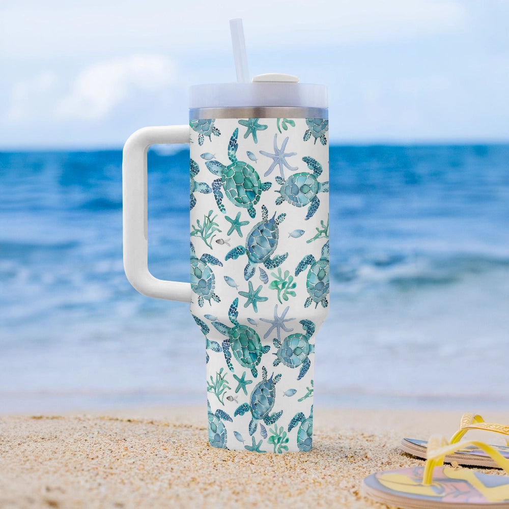 Shineful Tumbler Sea Turtle Blue Flow