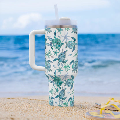 Shineful Tumbler Sea Turtle Blue Flow