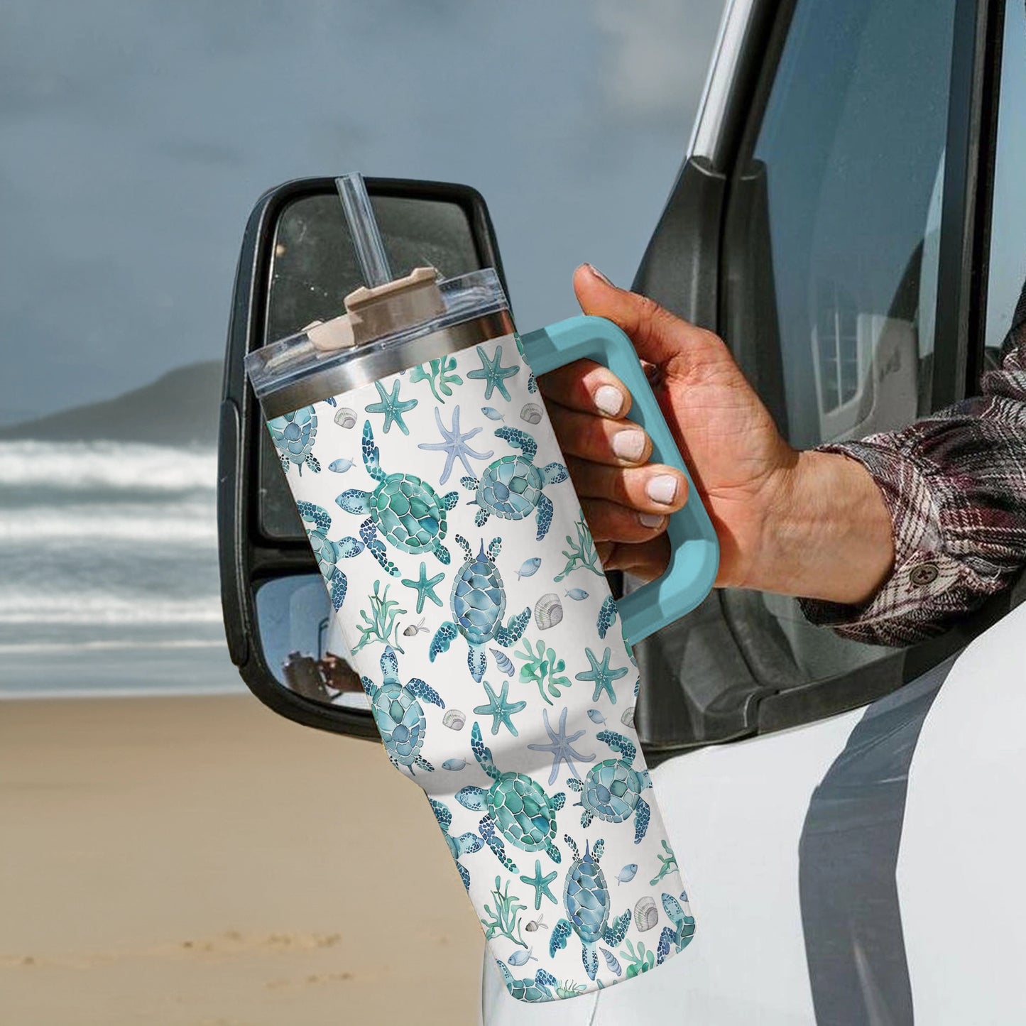 Shineful Tumbler Sea Turtle Blue Flow