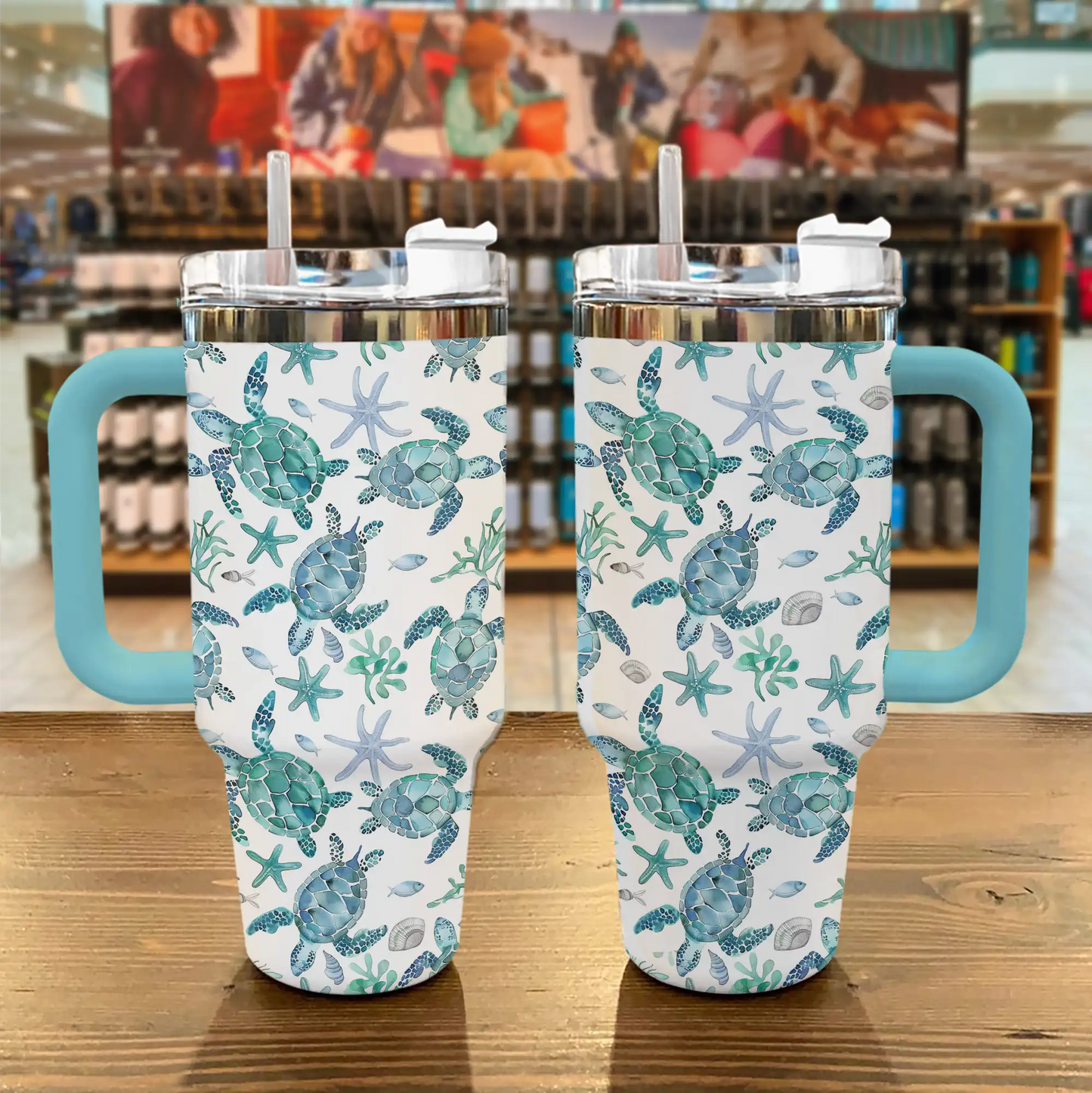 Shineful Tumbler Sea Turtle Blue Flow