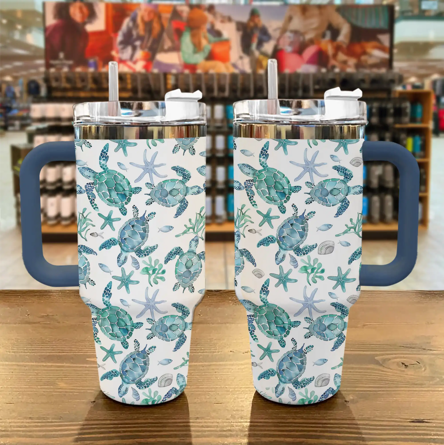 Shineful Tumbler Sea Turtle Blue Flow