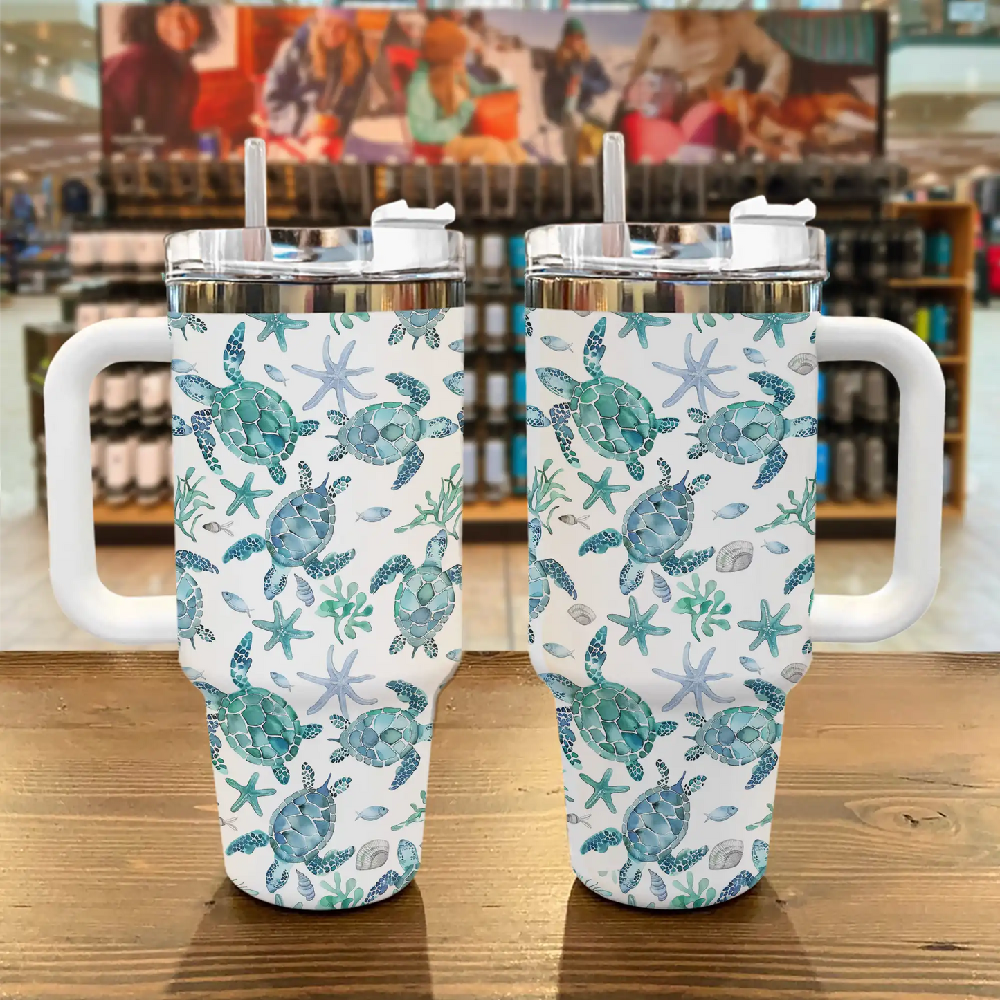 Shineful Tumbler Sea Turtle Blue Flow