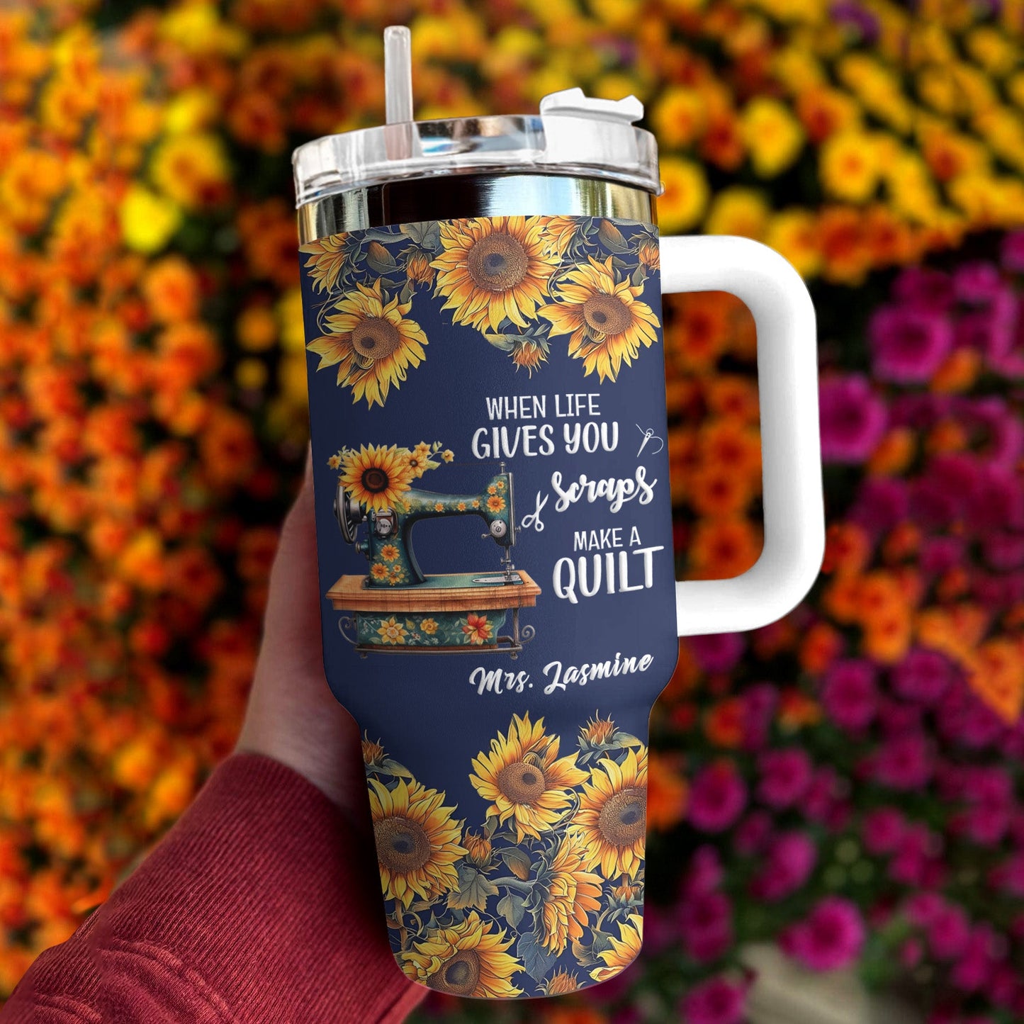 Quilting 40 Oz Shineful™ Tumbler Personalized Make A Quilt Sunflower Mn8 40Oz