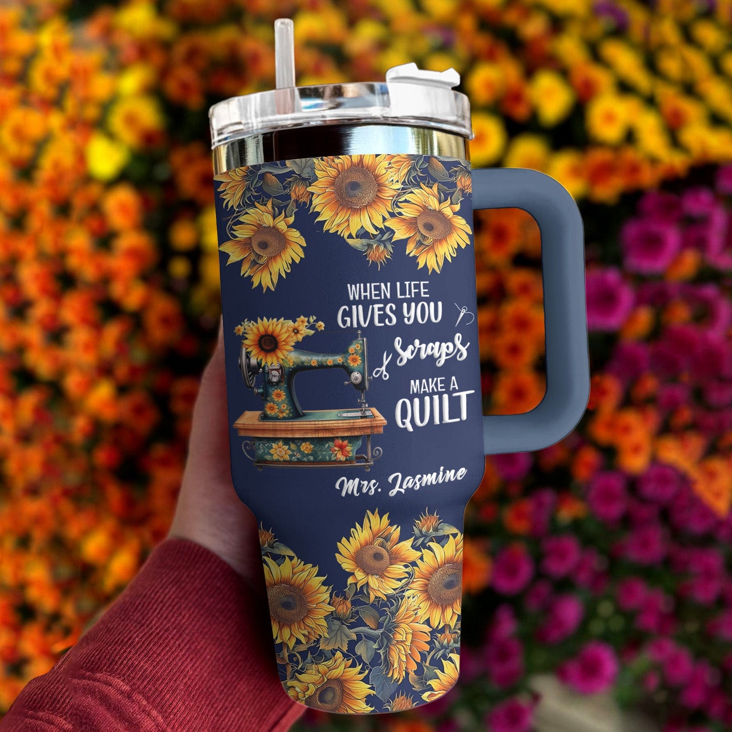 Quilting 40 Oz Shineful™ Tumbler Personalized Make A Quilt Sunflower Mn8 40Oz