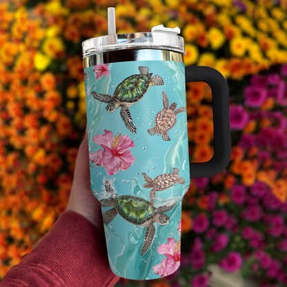 Shineful Tumbler Sea Turtle Hibiscus