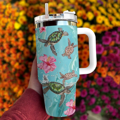 Shineful Tumbler Sea Turtle Hibiscus