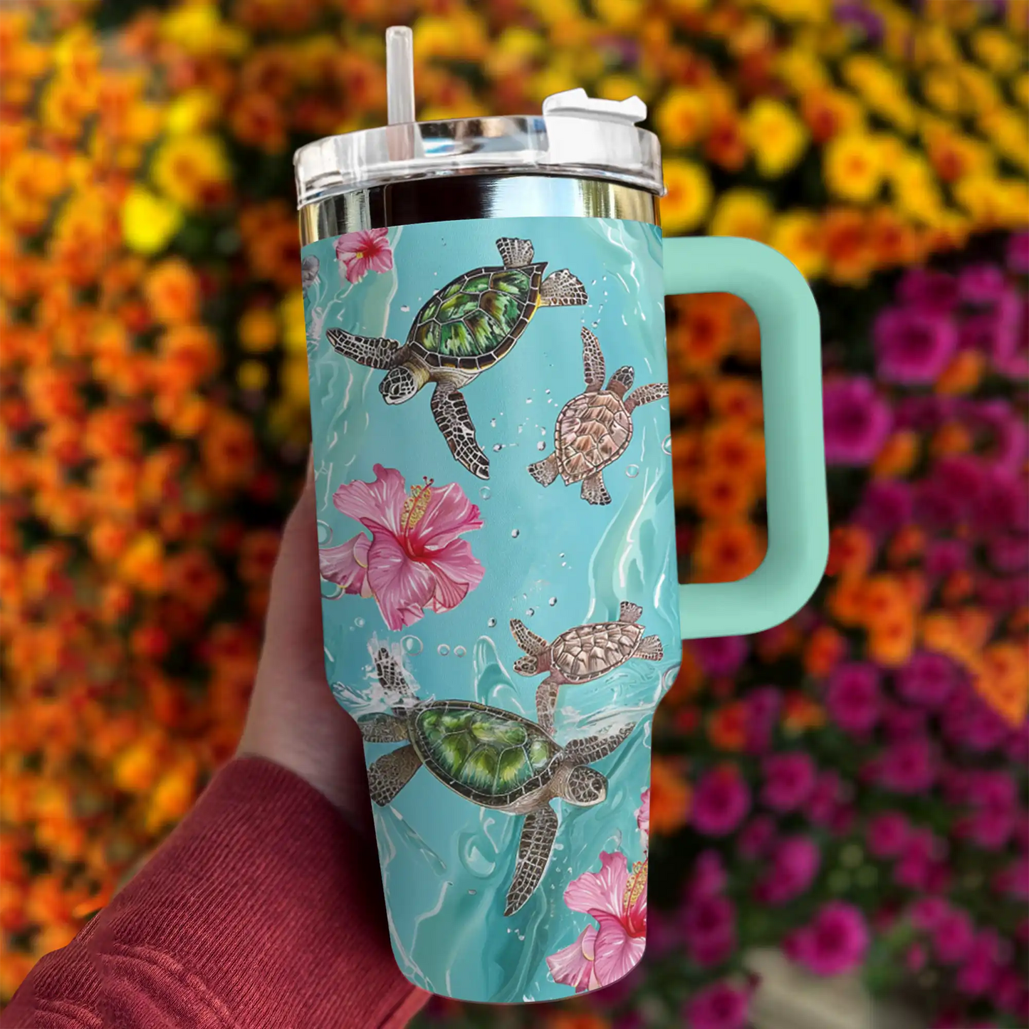 Shineful Tumbler Sea Turtle Hibiscus