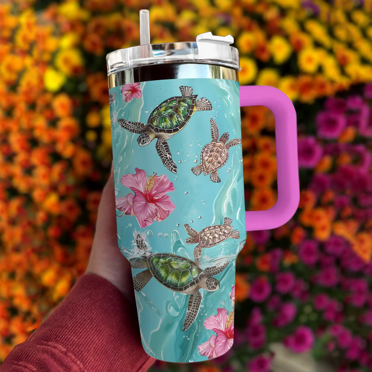 Shineful Tumbler Sea Turtle Hibiscus