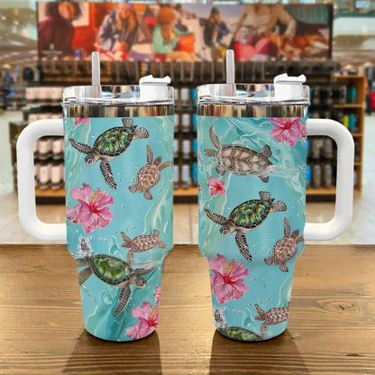 Shineful Tumbler Sea Turtle Hibiscus