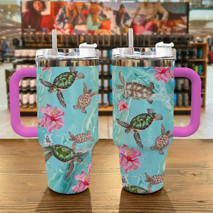 Shineful Tumbler Sea Turtle Hibiscus