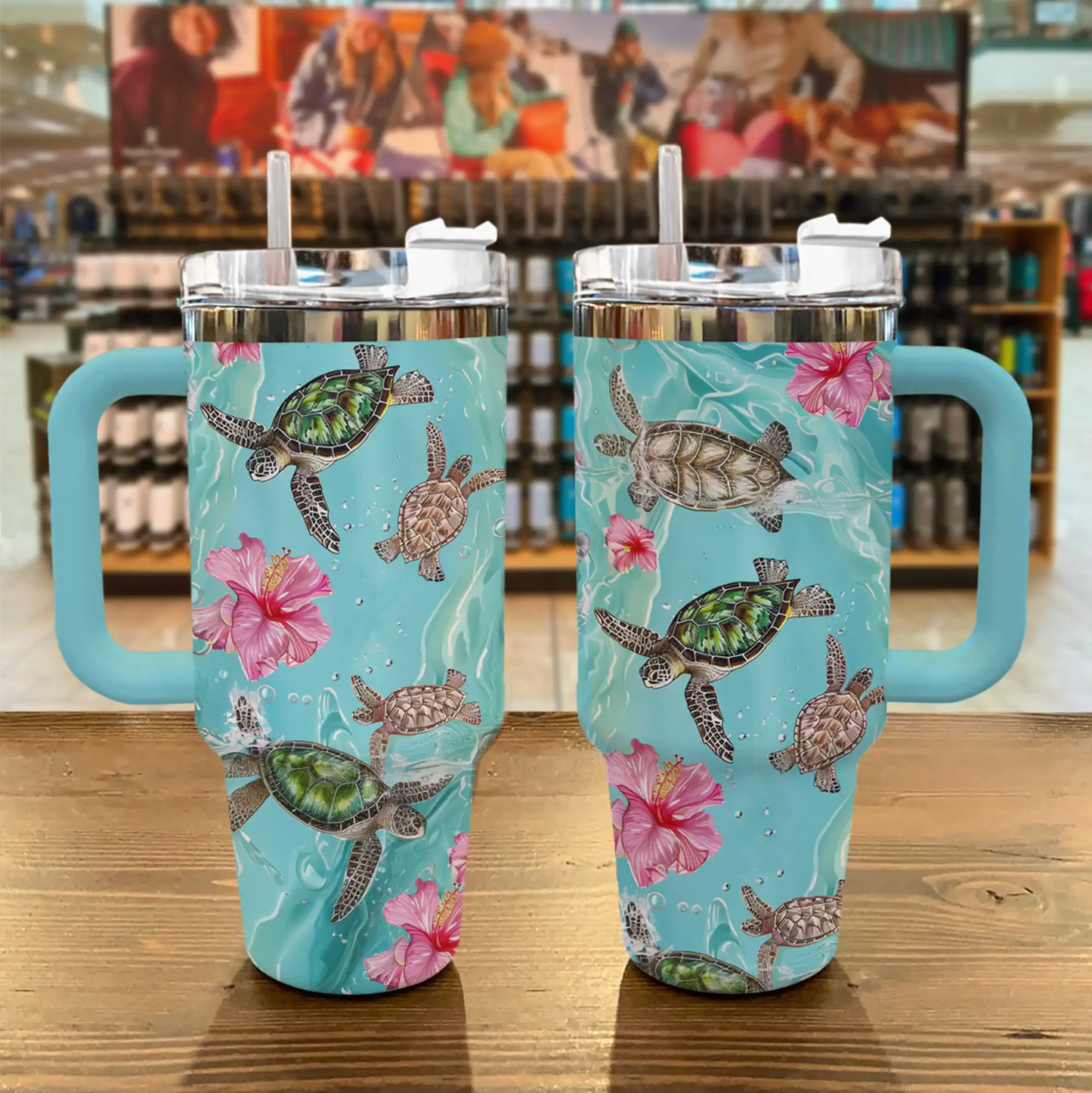 Shineful Tumbler Sea Turtle Hibiscus