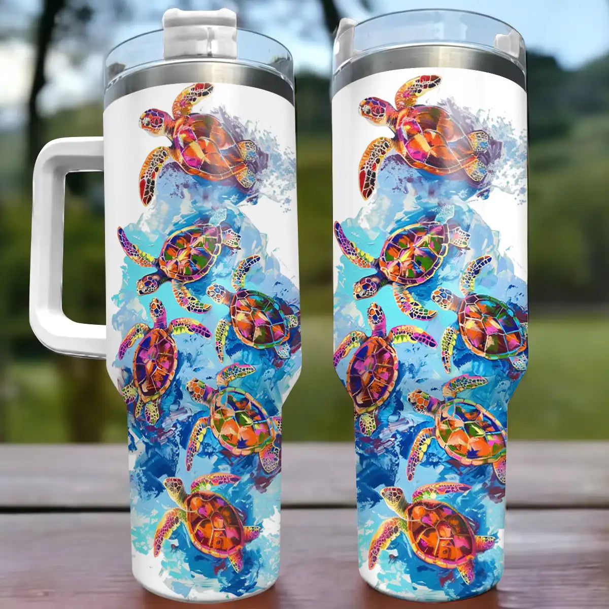 Shineful Tumbler Sea Turtle Colorful Flow