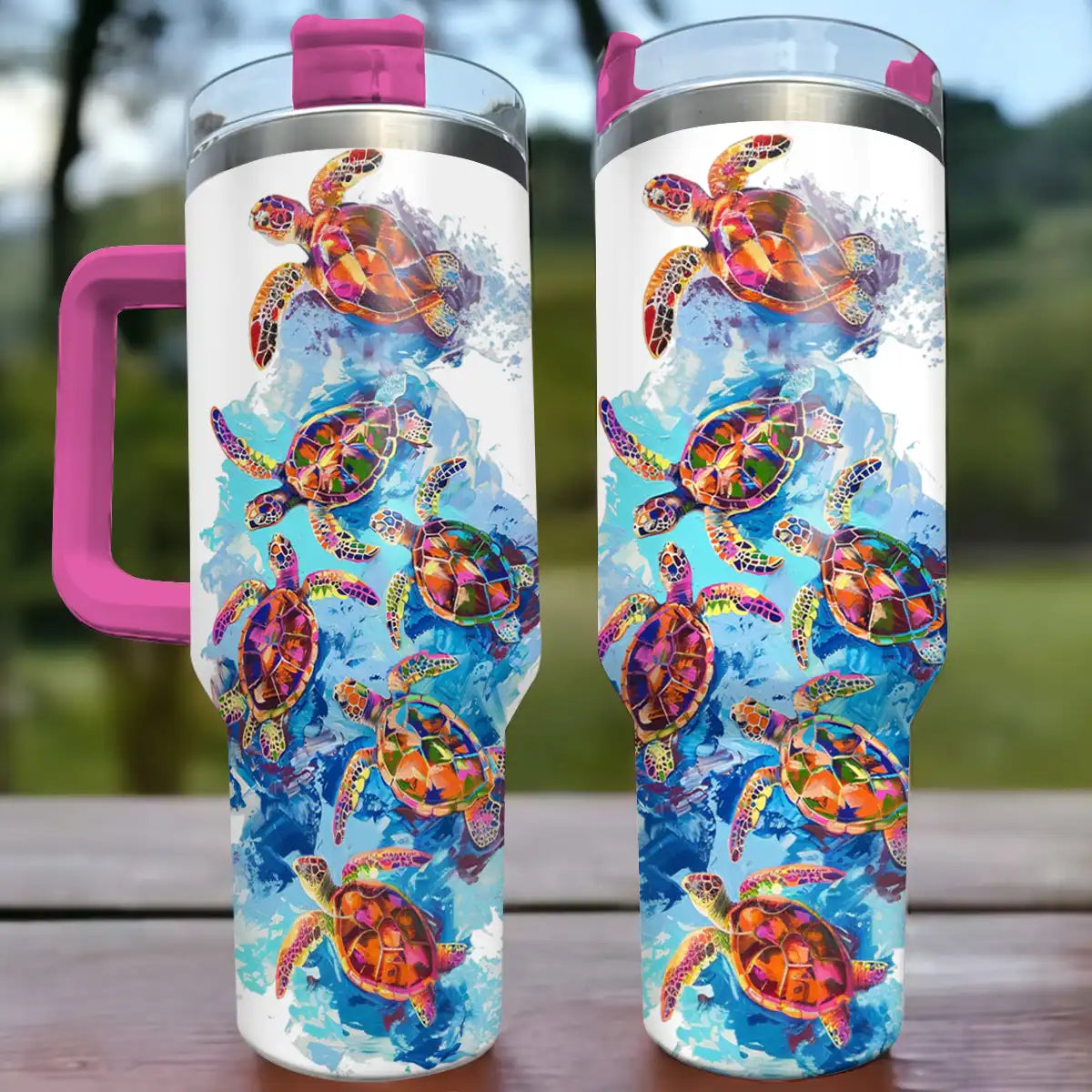 Shineful Tumbler Sea Turtle Colorful Flow