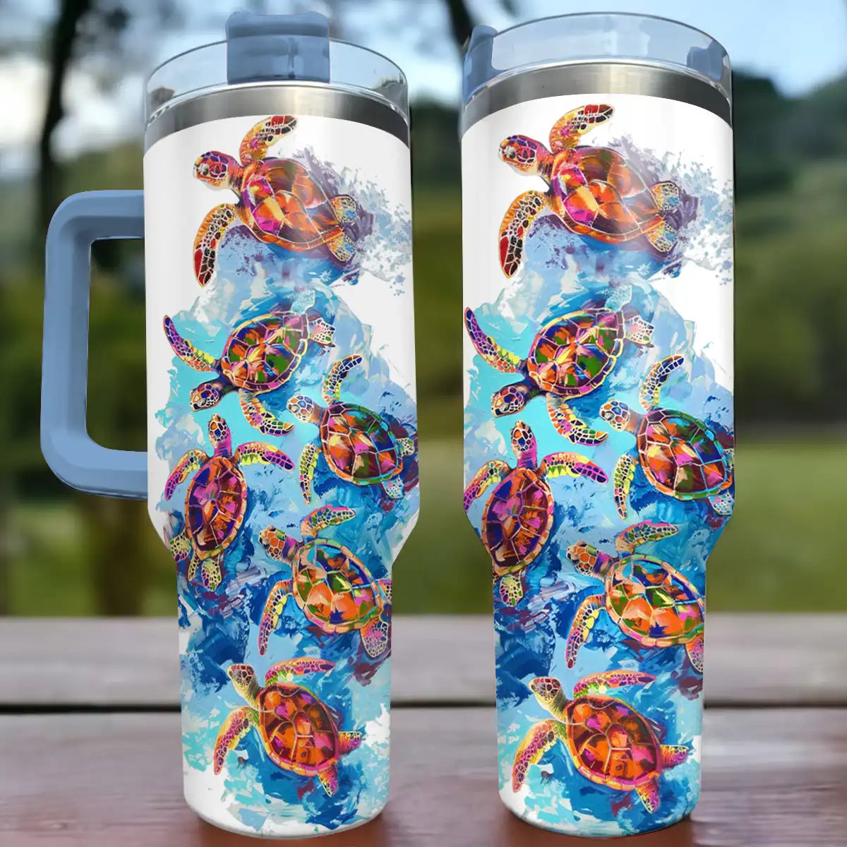 Shineful Tumbler Sea Turtle Colorful Flow