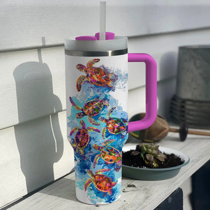 Shineful Tumbler Sea Turtle Colorful Flow