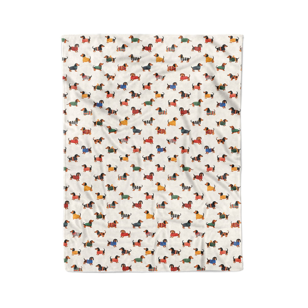Dachshund Pajabear® Fleece Blanket Pattern Nl09 Large - 60X80In / White