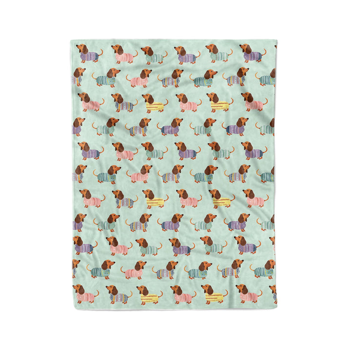 Dog Pajabear® Fleece Blanket Colorful Dachshunds Lk8 Large - 60X80In / White