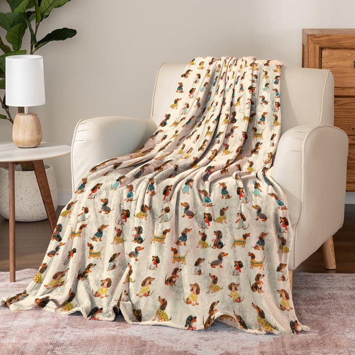 Dachshund Pajabear® Fleece Blanket Funny Wiener Mn8