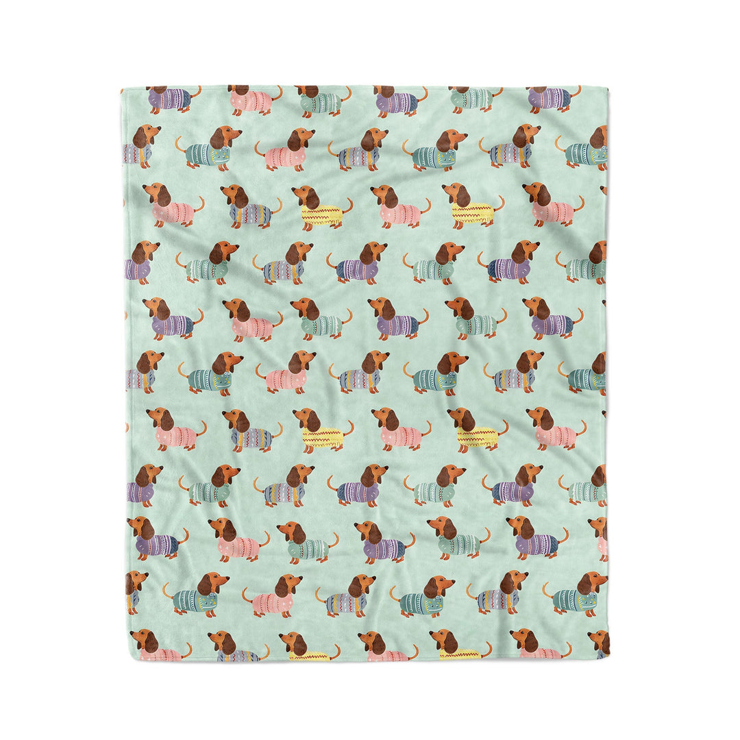 Dog Pajabear® Fleece Blanket Colorful Dachshunds Lk8 Medium - 50X60In / White